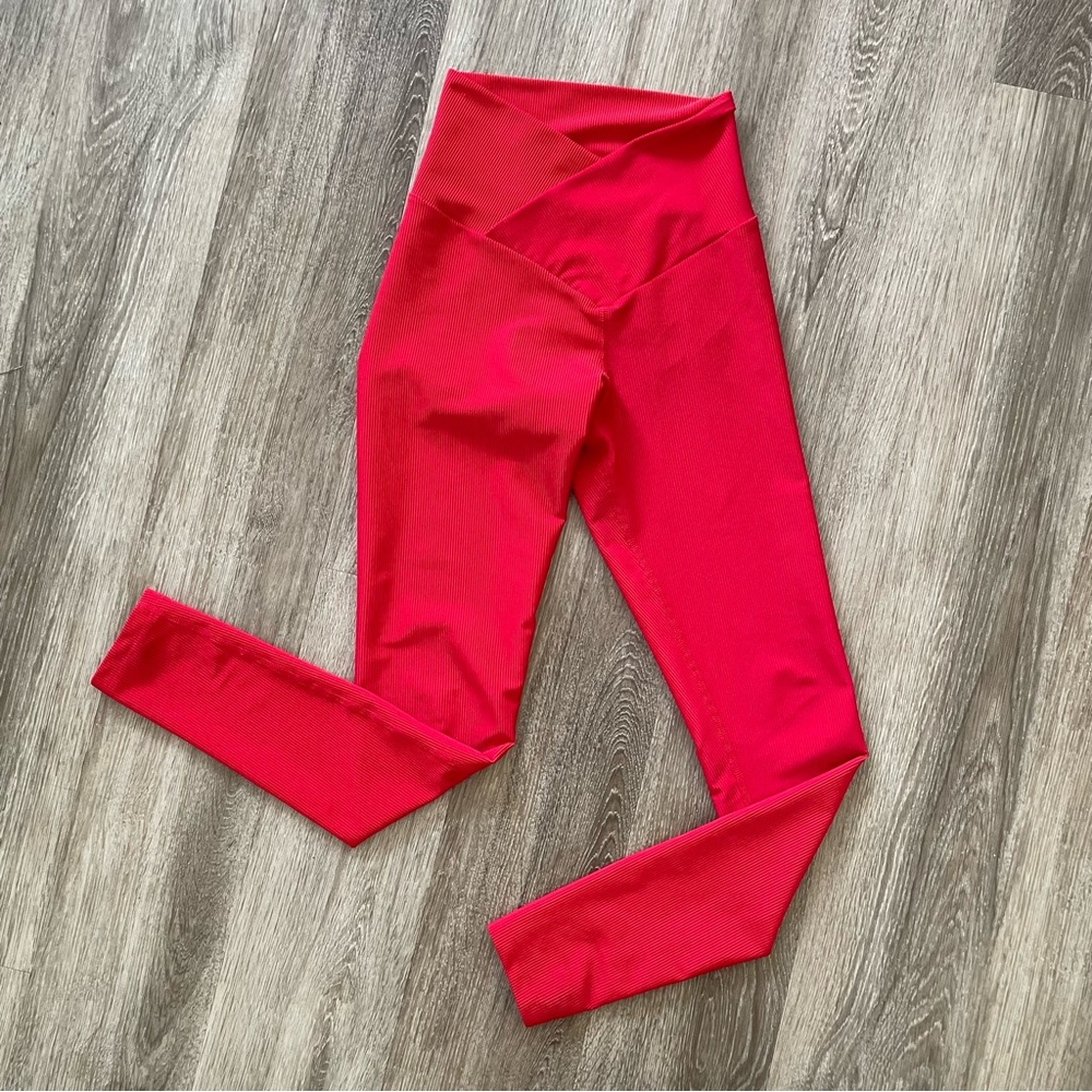 Beach Riot Rocky Rib High Rise Legging Red Yoga Active Compression Pants - Picture 3 of 11